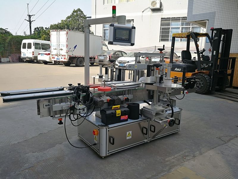 Ĉina Ŝampua Botelo Duoble Flanka Gluiĝema Etiketa Maŝino Plene Aŭtomata provizanto